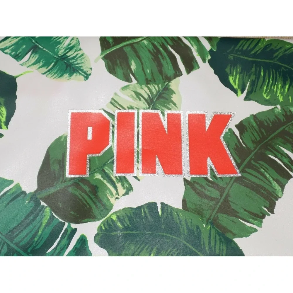 PINK Logo Clear Palms Vacation Zippered Beauty Cosmetic Makeup Bag NEW